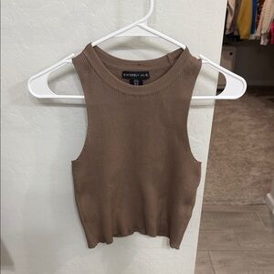 Sincerly Jules Ribbed Crop Tank — Cocoa Brown